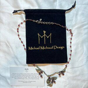 Michael Michaud Retired handmade Holly Garnet Necklace 8302